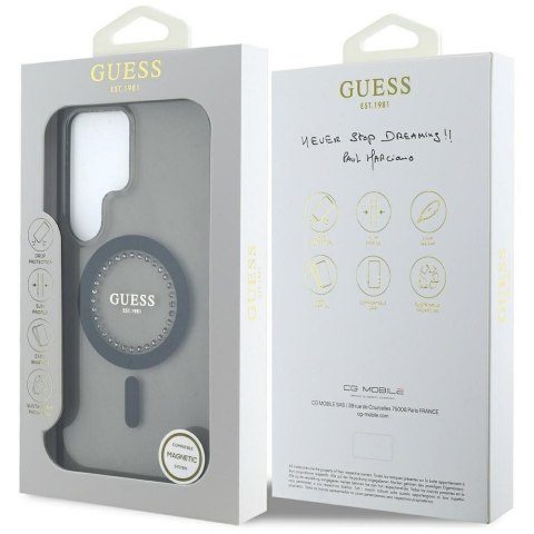 GUESS futerał do SAMSUNG S25 Ultra GUHMS25LPFTDTEK (Magnetic IML Rhinestones) czarny