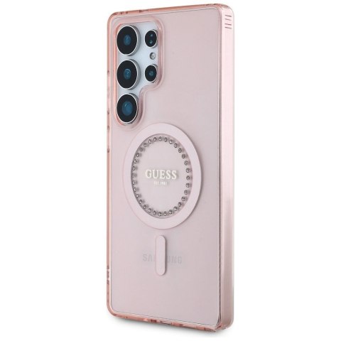 GUESS futerał do SAMSUNG S25 Ultra GUHMS25LPFTDTEP (Magnetic IML Rhinestones) różowy