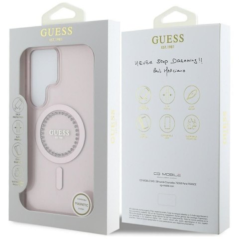 GUESS futerał do SAMSUNG S25 Ultra GUHMS25LPFTDTEP (Magnetic IML Rhinestones) różowy