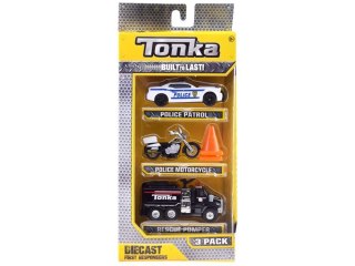 Hasbro TONKA Zestaw pojazdów POLICJA Różne metalowe autka + pachołki ZA3633