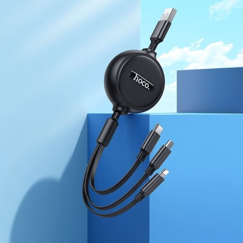 Kabel 3w1 USB A do Lightning / Micro USB / USB C Hoco 2A 1 m X75 czarny