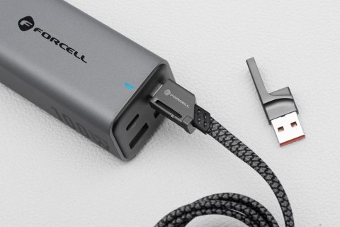 Kabel 4w1 USB C / USB A do USB C / Lightning Forcell F-Energy QC PD 3A 60W 1 m C241 chrom