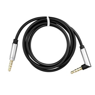 Kabel AUX Jack 3,5 mm (męski) do Jack 3,5 mm (męski) pod kątem 90 stopni 1 m czarny