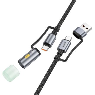 Kabel All-in-one USB A / USB C do USB C / LED Light Hoco 3A 60W 1,2 m U138 czarny