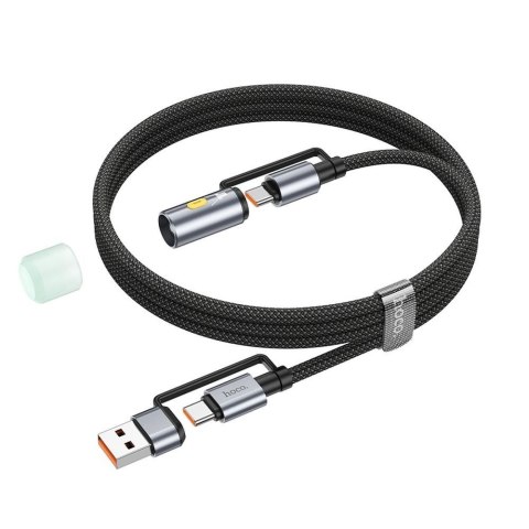 Kabel All-in-one USB A / USB C do USB C / LED Light Hoco 3A 60W 1,2 m U138 czarny