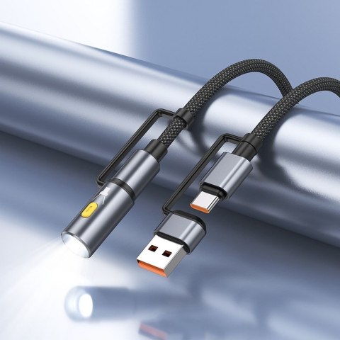 Kabel All-in-one USB A / USB C do USB C / LED Light Hoco 3A 60W 1,2 m U138 czarny