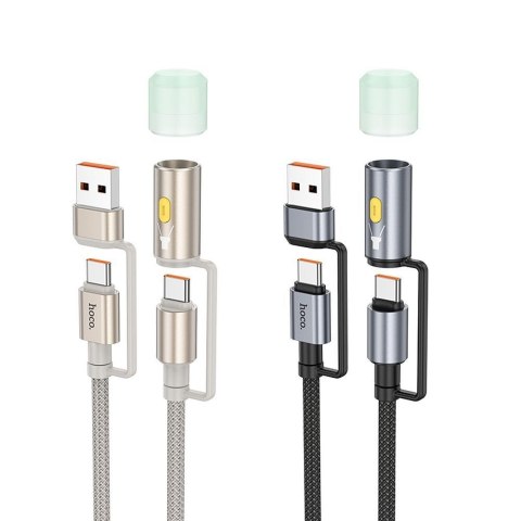 Kabel All-in-one USB A / USB C do USB C / LED Light Hoco 3A 60W 1,2 m U138 czarny
