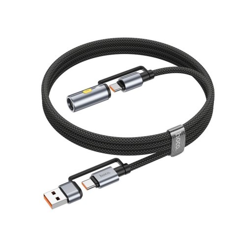 Kabel All-in-one USB A / USB C do USB C / zapalniczka samochodowa Hoco 3A 60W 1,2 m U138 czarny