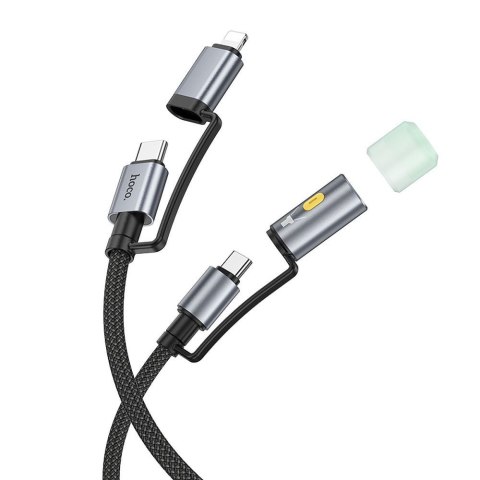 Kabel All-in-one USB C / Lightning do USB C / LED Light Hoco PD 3A 60W 1,2 m U138 czarny