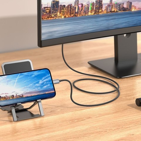 Kabel Lightning do HDMI Hoco 1080p 2 m UA27 stalowy szary