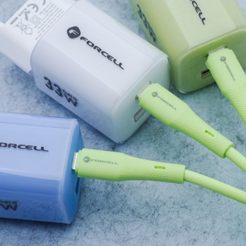 Kabel USB A do Lightning Forcell F-Energy 2,4A 12W Silicone 1 m C343 zielony