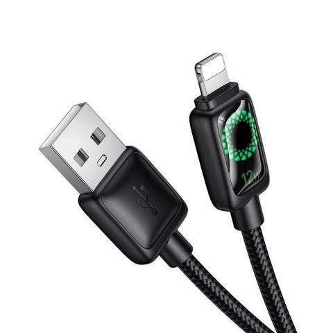 Kabel USB A do Lightning Hoco 2,4A 1,2 m z LCD U146 czarny