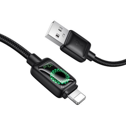 Kabel USB A do Lightning Hoco 2,4A 1,2 m z LCD U146 czarny