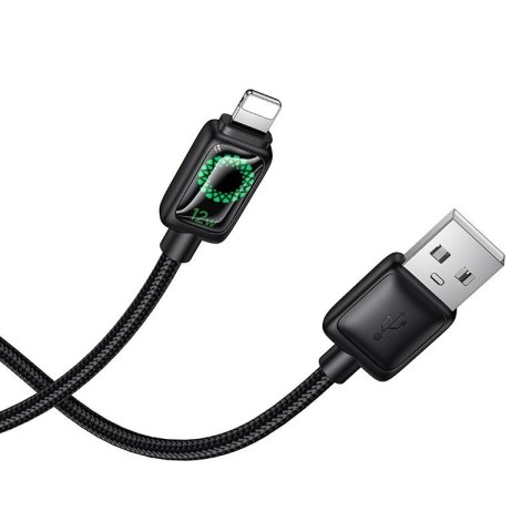 Kabel USB A do Lightning Hoco 2,4A 1,2 m z LCD U146 czarny