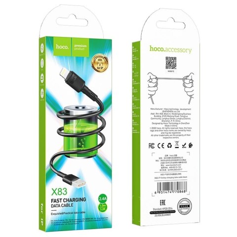 Kabel USB A do Lightning Hoco 2,4A 1 m X83 czarny