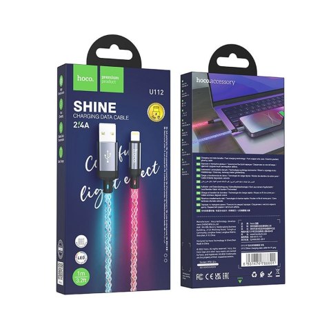 Kabel USB A do Lightning Hoco 2,4A 1 m U112 szary
