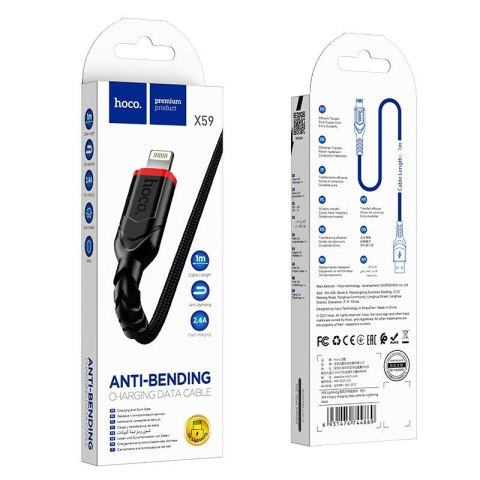 Kabel USB A do Lightning Hoco 2,4A 3 m X59 czarny