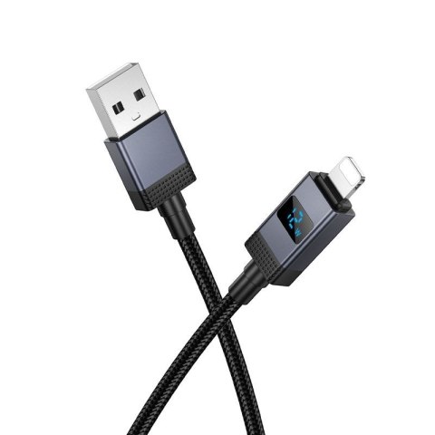 Kabel USB A do Lightning Hoco 2,4A z wyświetlaczem 1 m X118 czarny
