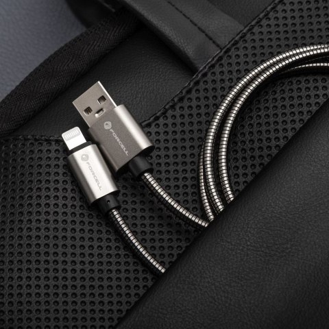 Kabel USB A do USB C Forcell F-Energy QC3.0 66W Metal 1 m C234 srebrny
