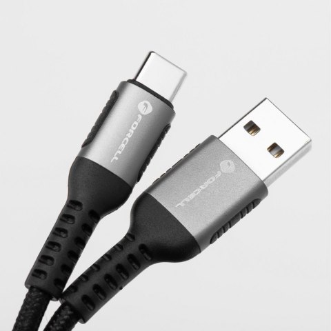 Kabel USB A do USB C Forcell F-Energy QC4.0 3A 66W Cafule 0,25 m C256 czarny