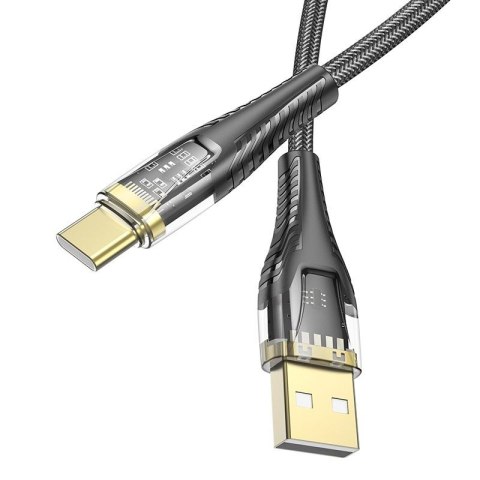 Kabel USB A do USB C Hoco 2,4A 1,2 m U121 czarny transparentny