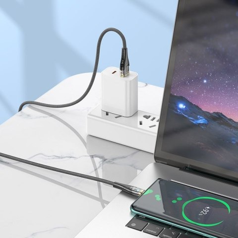 Kabel USB A do USB C Hoco 2,4A 1,2 m U121 czarny transparentny