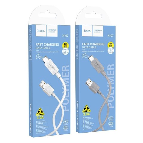 Kabel USB A do USB C Hoco 3A 1 m X107 szary