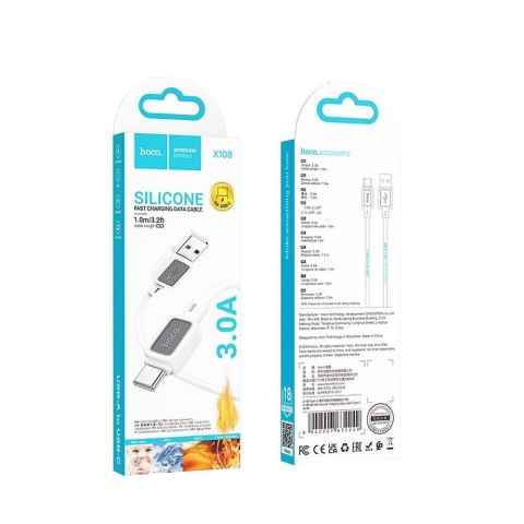 Kabel USB A do USB C Hoco 3A 1 m X108 biały