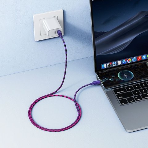 Kabel USB A do USB C Hoco 3A 1 m X116 gradient fioletowy