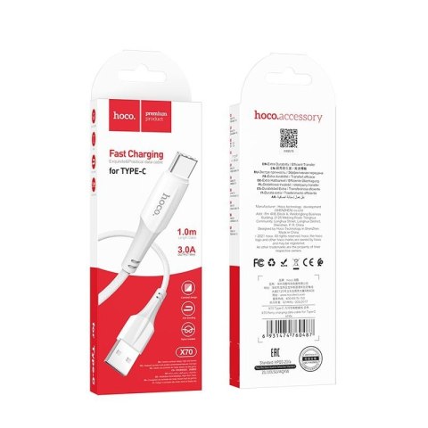 Kabel USB A do USB C Hoco 3A 1 m X70 biały