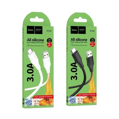 Kabel USB A do USB C Hoco 3A silikonowy 1 m X124 biały