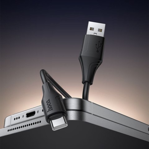 Kabel USB A do USB C Hoco 3A silikonowy 1 m X124 czarny
