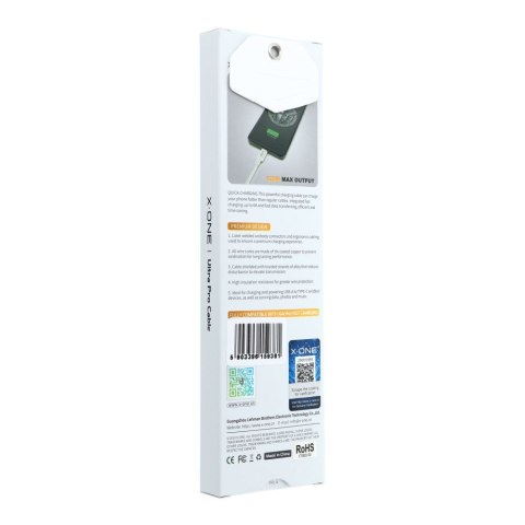 Kabel USB A do USB C X-ONE 6A 120W Ultra Pro XIAOMI (oryginalny chip) 1 m biały
