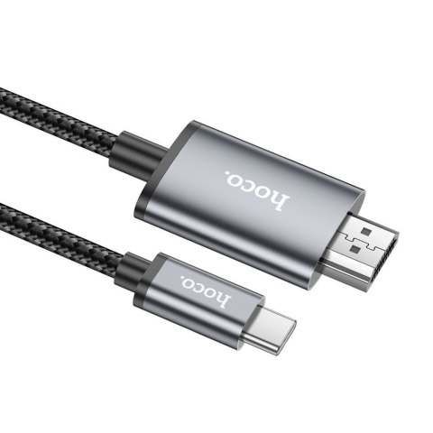 Kabel USB C do HDMI Hoco 4K 30Hz 2 m UA27 stalowy szary