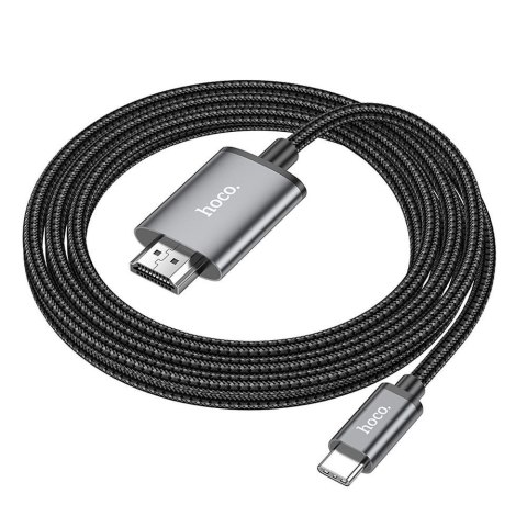 Kabel USB C do HDMI Hoco 4K 30Hz 2 m UA27 stalowy szary