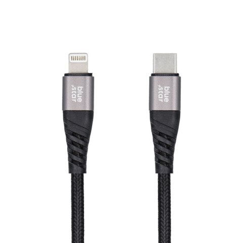 Kabel USB C do Lightning Blue Star 2,4A z oplotem 1,2 m TFK-DC-003 czarny