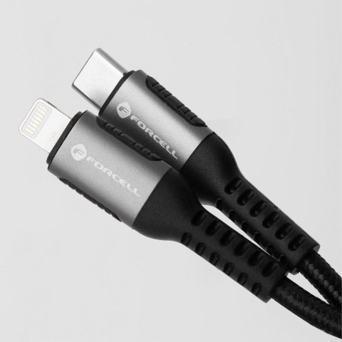 Kabel USB C do Lightning Forcell F-Energy PD 3A 27W Cafule 0,25 m C259 czarny