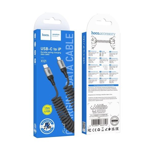 Kabel USB C do Lightning Hoco PD 2,4A 1,5 m X121 czarny