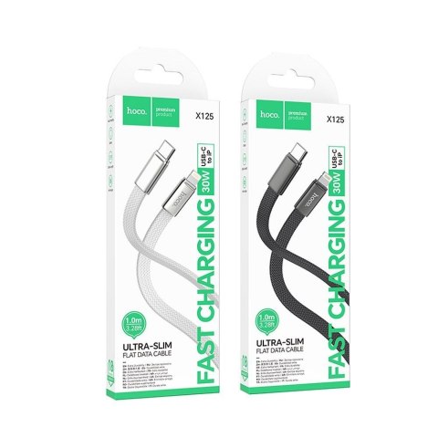 Kabel USB C do Lightning Hoco PD 30W płaski 1 m X125 czarny