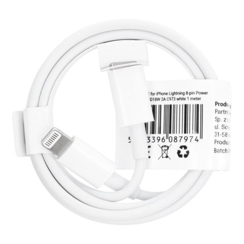 Kabel USB C do Lightning PD 2A 18W 1 m C973 biały