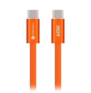 Kabel USB C do USB C Forcell F-Energy QC4.0 PD 3A 60W Cafule Color 1,2 m ACYH23 pomarańczowy