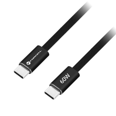 Kabel USB C do USB C Forcell F-Energy QC4.0 PD 3A 60W Cafule Flat 1,2 m CCFN23 czarny