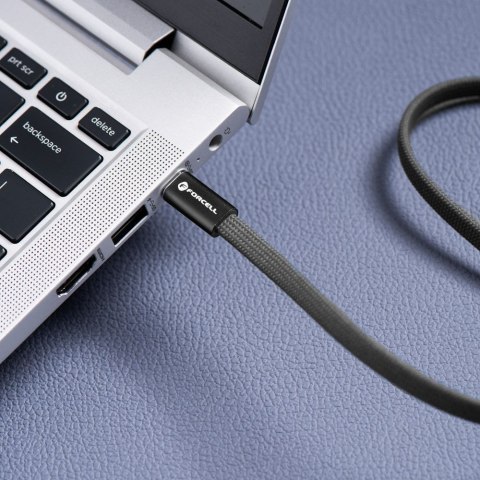 Kabel USB C do USB C Forcell F-Energy QC4.0 PD 3A 60W Cafule Flat 1,2 m CCFN23 czarny