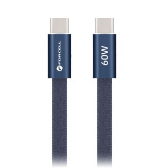 Kabel USB C do USB C Forcell F-Energy QC4.0 PD 3A 60W Cafule Flat 1,2 m CCFN23 granatowy