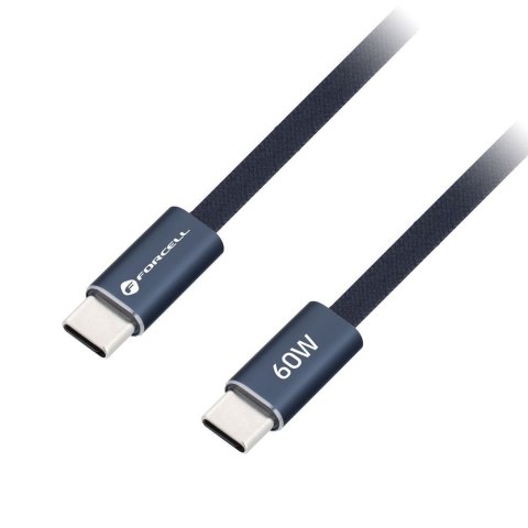Kabel USB C do USB C Forcell F-Energy QC4.0 PD 3A 60W Cafule Flat 1,2 m CCFN23 granatowy