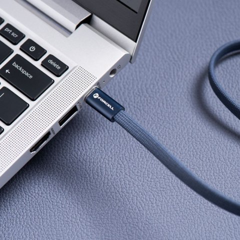 Kabel USB C do USB C Forcell F-Energy QC4.0 PD 3A 60W Cafule Flat 1,2 m CCFN23 granatowy