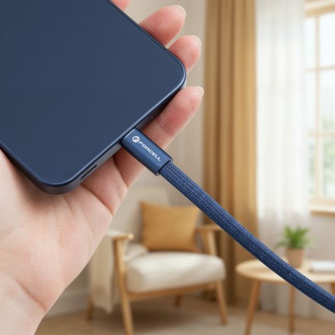 Kabel USB C do USB C Forcell F-Energy QC4.0 PD 3A 60W Cafule Flat 1,2 m CCFN23 granatowy