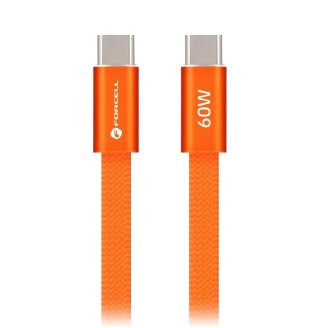 Kabel USB C do USB C Forcell F-Energy QC4.0 PD 3A 60W Cafule Flat 1,2 m CCFN23 pomarańczowy