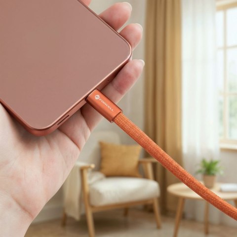 Kabel USB C do USB C Forcell F-Energy QC4.0 PD 3A 60W Cafule Flat 1,2 m CCFN23 pomarańczowy