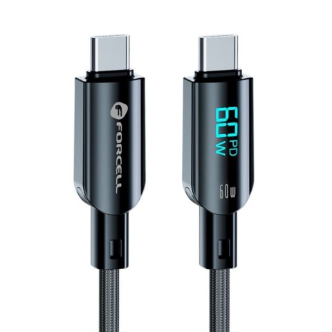Kabel USB C do USB C Forcell F-Energy QC4.0 PD 3A 60W Digital 1,2 m C274 czarny